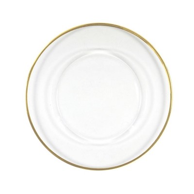 Gold Silver Black Rim Glass Charger Plates For Wedding Party Restaurant