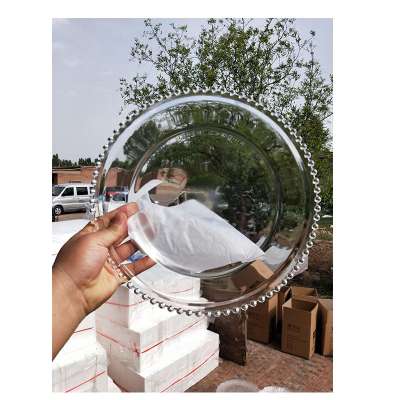 Hot Selling products glass charger plates with clear glass beaded