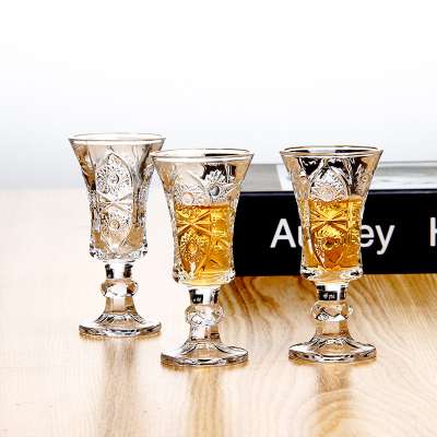 Light luxury high quality two patterns are available   carved liquor glass