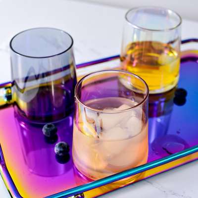 Light luxury north-European style colorful straight  glass for coffee&milk&whisky