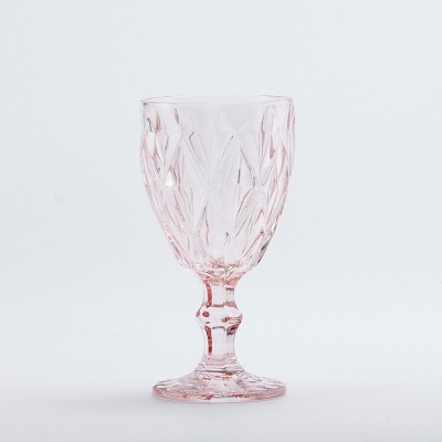 High quality luxury colored embossed red wine goblet glass cup