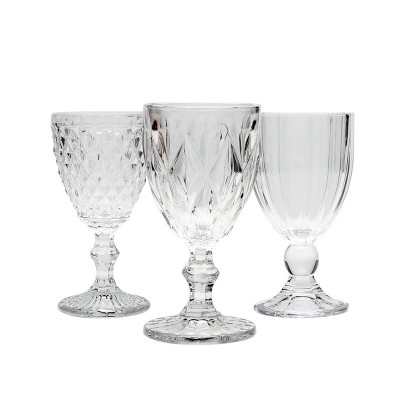 Diamond glass goblet clear color wine glass cup