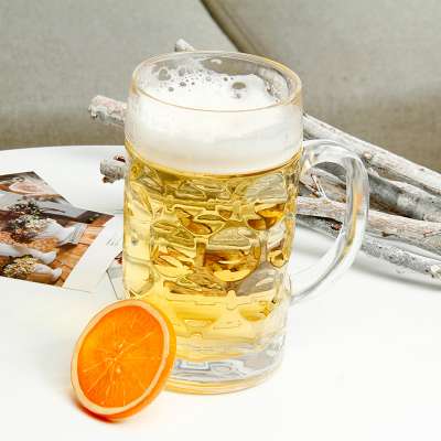 XINMIN Glassware 1 Liter Dimpled Glass Beer Stein Extra Large Glass beer mugs