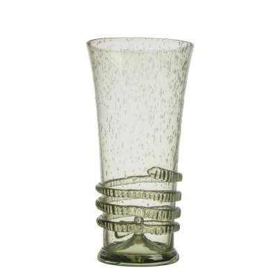 hand blown antique green glass vase for decoration