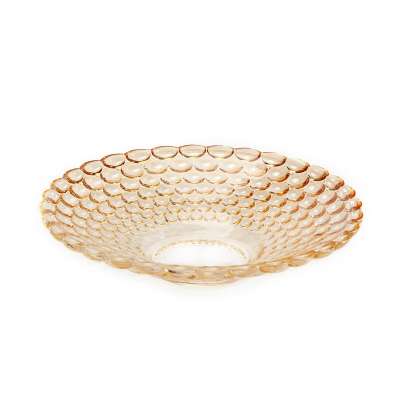 Plating Golden Amber color beaded Glass Fruit Plates for home/ restaurant