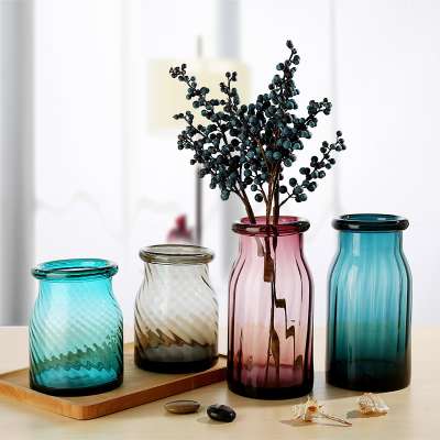 New Design Blown Vase home decoration colored flower glass vase