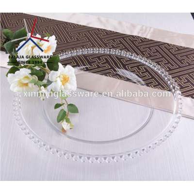 Cheap wholesale gold clear beaded charger plates wedding plates