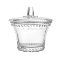 clear round shape glass dessert jar with lid candy jar glass/kotto glass