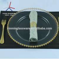 FALAJA three different size clear glass gold rim round plate for wedding and party