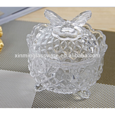 crystal glass pots Butterfly Design crystal glass jar pots