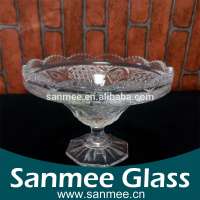 Thick Wall Glass Plate With Stem Glass Candy Bowl Ice Cream Cups