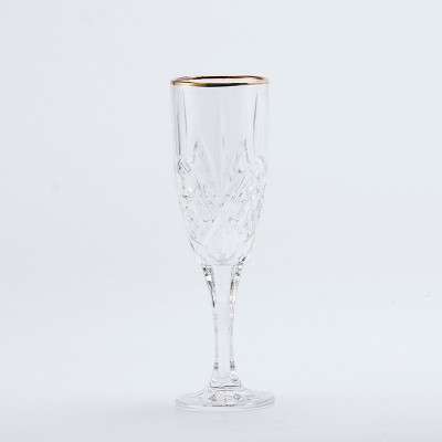 Clear wine glass cup champagne glass set with gold rim