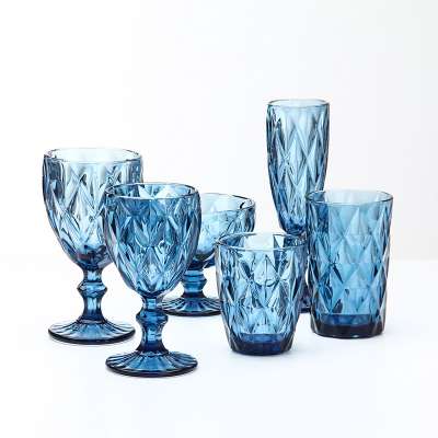 7pcs colored glassware set(Colored glass pitcher/ water tumbler/ wine glass goblet)